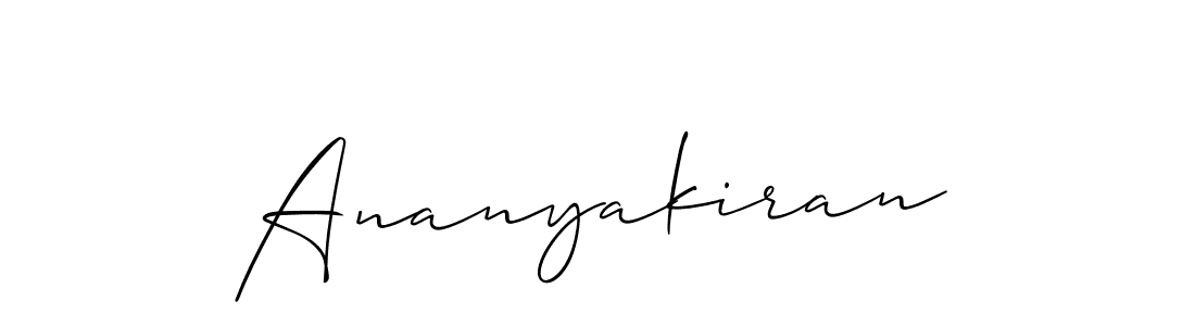 Make a beautiful signature design for name Ananyakiran. With this signature (Allison_Script) style, you can create a handwritten signature for free. Ananyakiran signature style 2 images and pictures png