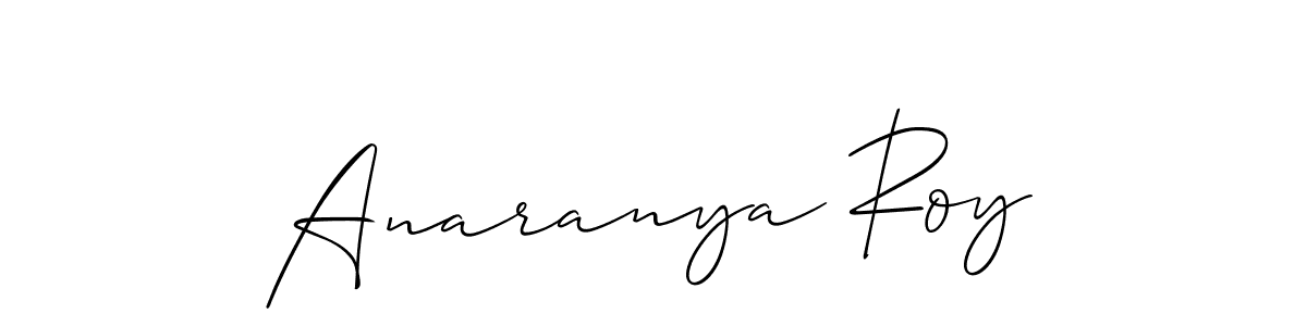 The best way (Allison_Script) to make a short signature is to pick only two or three words in your name. The name Anaranya Roy include a total of six letters. For converting this name. Anaranya Roy signature style 2 images and pictures png
