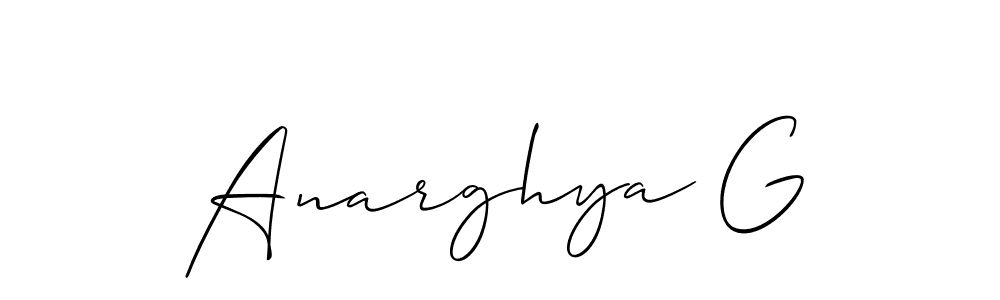 How to make Anarghya G signature? Allison_Script is a professional autograph style. Create handwritten signature for Anarghya G name. Anarghya G signature style 2 images and pictures png