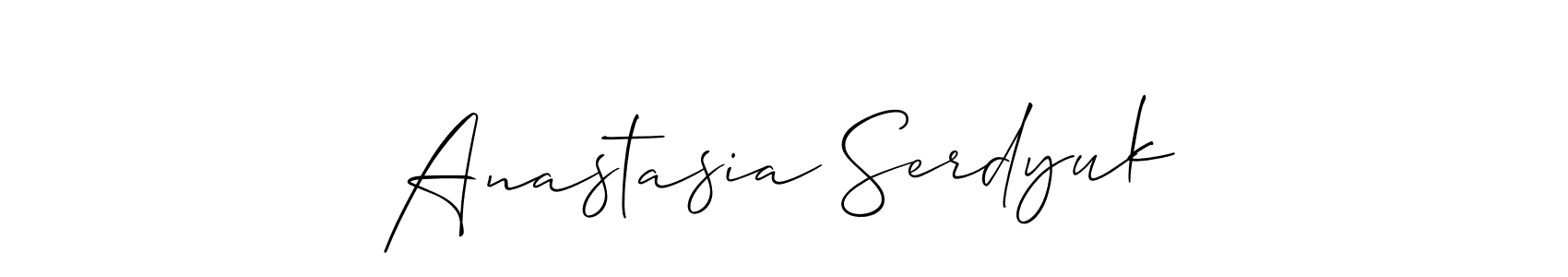 Make a short Anastasia Serdyuk signature style. Manage your documents anywhere anytime using Allison_Script. Create and add eSignatures, submit forms, share and send files easily. Anastasia Serdyuk signature style 2 images and pictures png