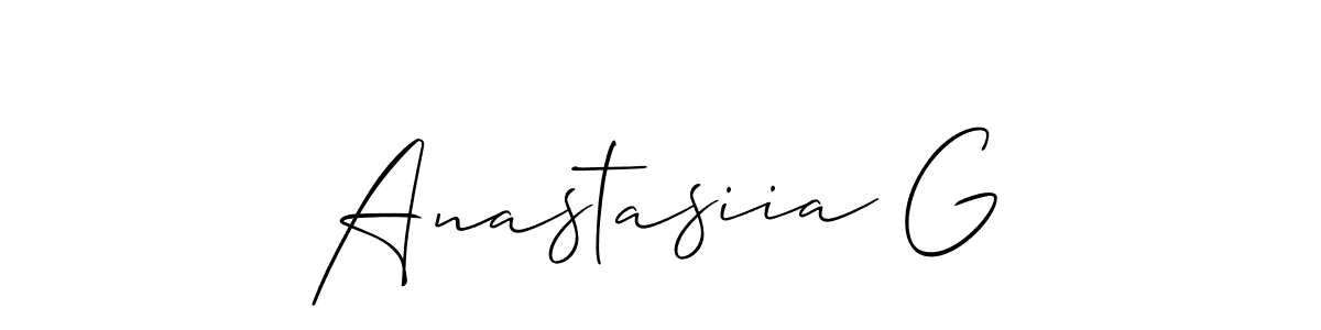 This is the best signature style for the Anastasiia G name. Also you like these signature font (Allison_Script). Mix name signature. Anastasiia G signature style 2 images and pictures png