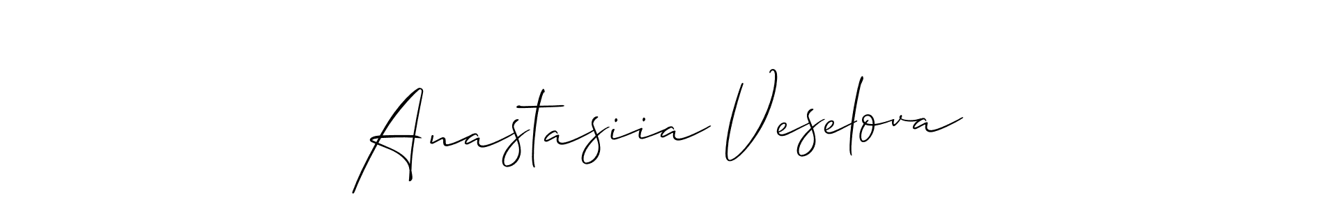 Design your own signature with our free online signature maker. With this signature software, you can create a handwritten (Allison_Script) signature for name Anastasiia Veselova. Anastasiia Veselova signature style 2 images and pictures png