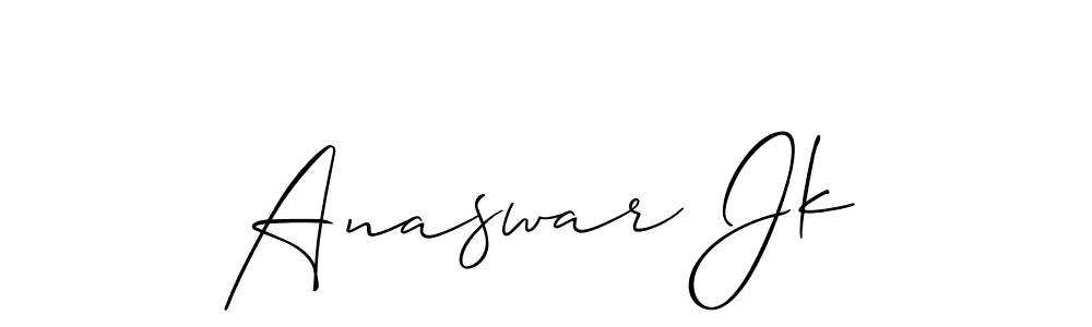 It looks lik you need a new signature style for name Anaswar Jk. Design unique handwritten (Allison_Script) signature with our free signature maker in just a few clicks. Anaswar Jk signature style 2 images and pictures png