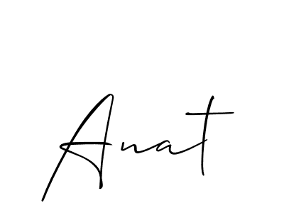 Make a beautiful signature design for name Anat. With this signature (Allison_Script) style, you can create a handwritten signature for free. Anat signature style 2 images and pictures png