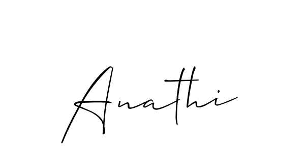 Use a signature maker to create a handwritten signature online. With this signature software, you can design (Allison_Script) your own signature for name Anathi. Anathi signature style 2 images and pictures png