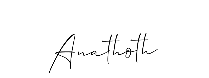 Use a signature maker to create a handwritten signature online. With this signature software, you can design (Allison_Script) your own signature for name Anathoth. Anathoth signature style 2 images and pictures png