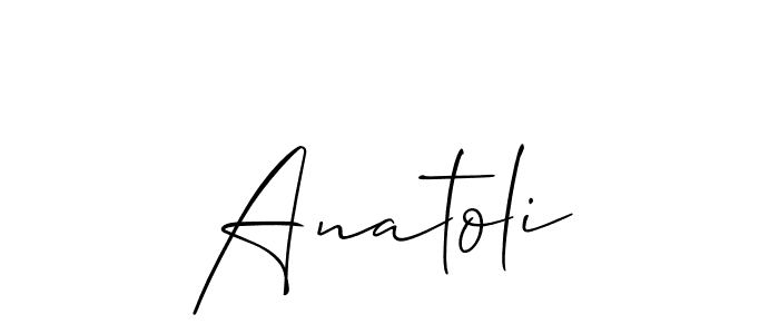 Use a signature maker to create a handwritten signature online. With this signature software, you can design (Allison_Script) your own signature for name Anatoli. Anatoli signature style 2 images and pictures png