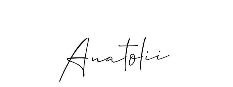 The best way (Allison_Script) to make a short signature is to pick only two or three words in your name. The name Anatolii include a total of six letters. For converting this name. Anatolii signature style 2 images and pictures png