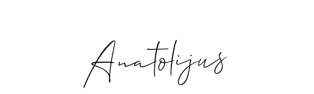 Use a signature maker to create a handwritten signature online. With this signature software, you can design (Allison_Script) your own signature for name Anatolijus. Anatolijus signature style 2 images and pictures png