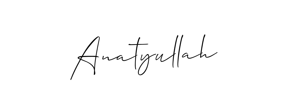 Use a signature maker to create a handwritten signature online. With this signature software, you can design (Allison_Script) your own signature for name Anatyullah. Anatyullah signature style 2 images and pictures png