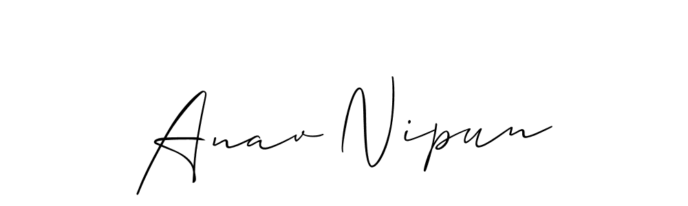 This is the best signature style for the Anav Nipun name. Also you like these signature font (Allison_Script). Mix name signature. Anav Nipun signature style 2 images and pictures png