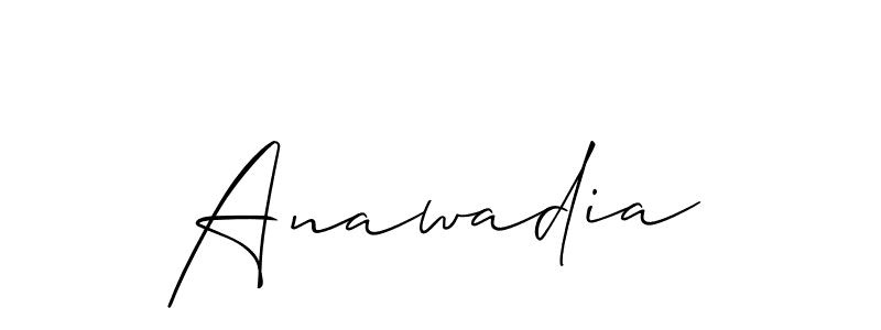 Use a signature maker to create a handwritten signature online. With this signature software, you can design (Allison_Script) your own signature for name Anawadia. Anawadia signature style 2 images and pictures png