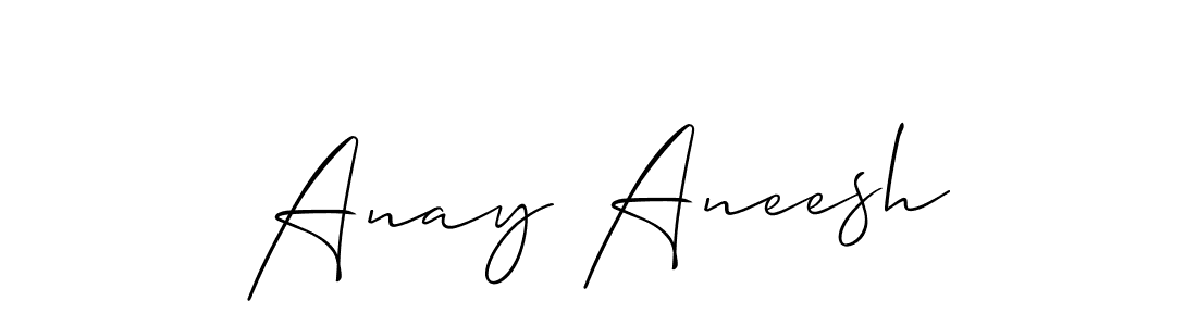 Use a signature maker to create a handwritten signature online. With this signature software, you can design (Allison_Script) your own signature for name Anay Aneesh. Anay Aneesh signature style 2 images and pictures png