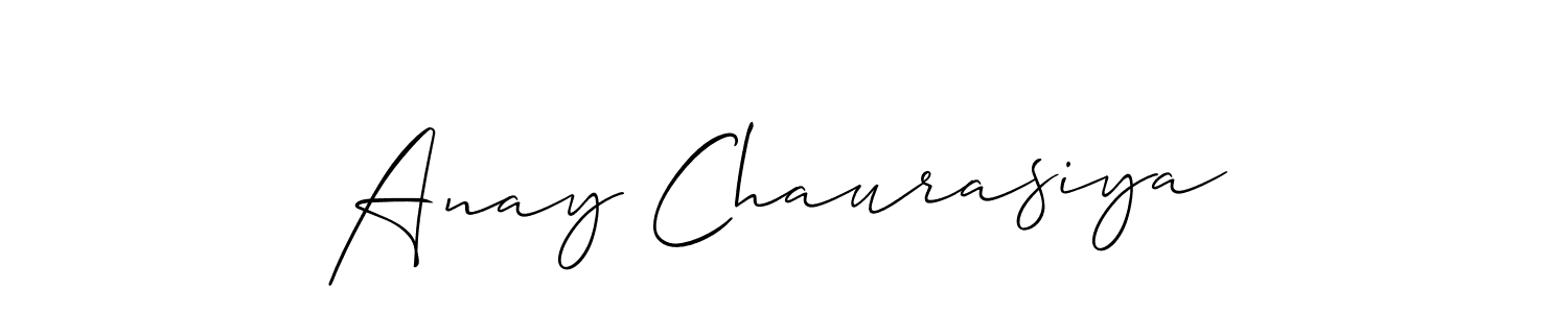 This is the best signature style for the Anay Chaurasiya name. Also you like these signature font (Allison_Script). Mix name signature. Anay Chaurasiya signature style 2 images and pictures png