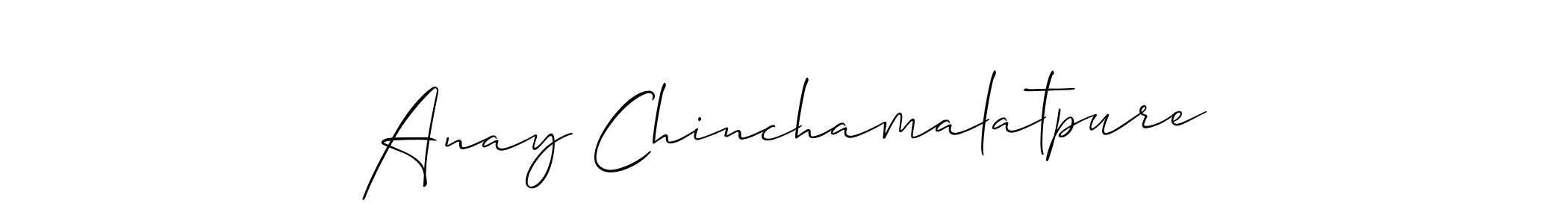 Allison_Script is a professional signature style that is perfect for those who want to add a touch of class to their signature. It is also a great choice for those who want to make their signature more unique. Get Anay Chinchamalatpure name to fancy signature for free. Anay Chinchamalatpure signature style 2 images and pictures png