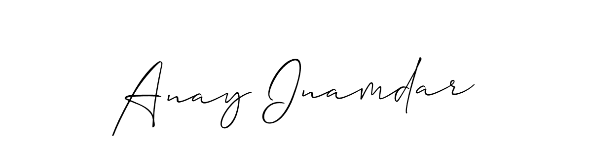 Create a beautiful signature design for name Anay Inamdar. With this signature (Allison_Script) fonts, you can make a handwritten signature for free. Anay Inamdar signature style 2 images and pictures png