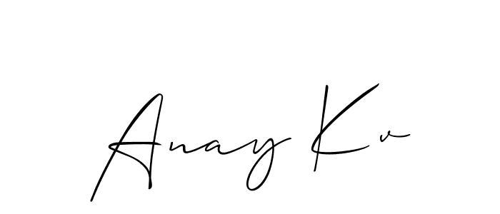 How to make Anay Kv name signature. Use Allison_Script style for creating short signs online. This is the latest handwritten sign. Anay Kv signature style 2 images and pictures png