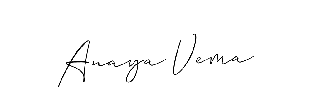 Also we have Anaya Vema name is the best signature style. Create professional handwritten signature collection using Allison_Script autograph style. Anaya Vema signature style 2 images and pictures png