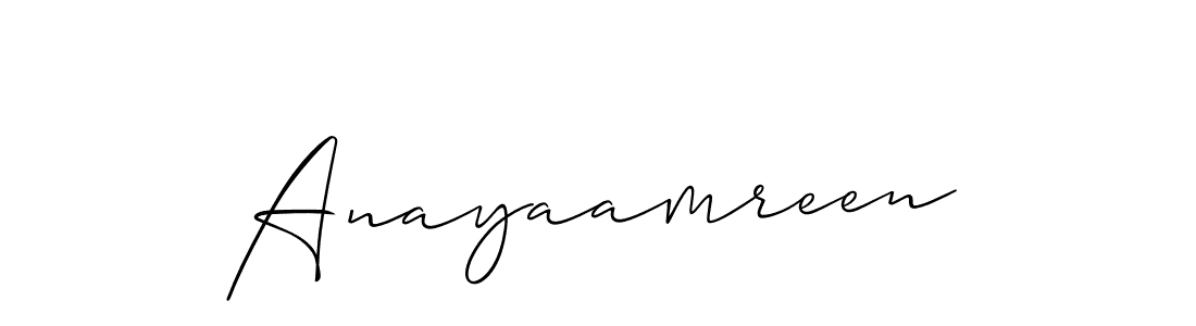 Design your own signature with our free online signature maker. With this signature software, you can create a handwritten (Allison_Script) signature for name Anayaamreen. Anayaamreen signature style 2 images and pictures png