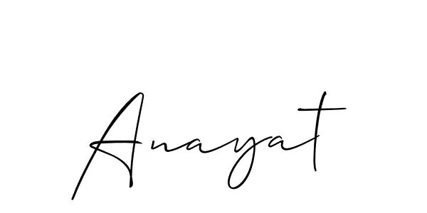 Use a signature maker to create a handwritten signature online. With this signature software, you can design (Allison_Script) your own signature for name Anayat. Anayat signature style 2 images and pictures png