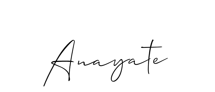 Use a signature maker to create a handwritten signature online. With this signature software, you can design (Allison_Script) your own signature for name Anayate. Anayate signature style 2 images and pictures png