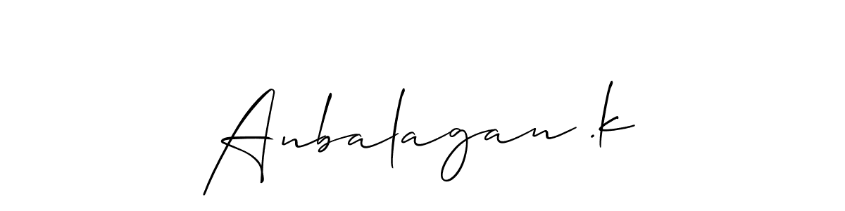 Use a signature maker to create a handwritten signature online. With this signature software, you can design (Allison_Script) your own signature for name Anbalagan .k. Anbalagan .k signature style 2 images and pictures png