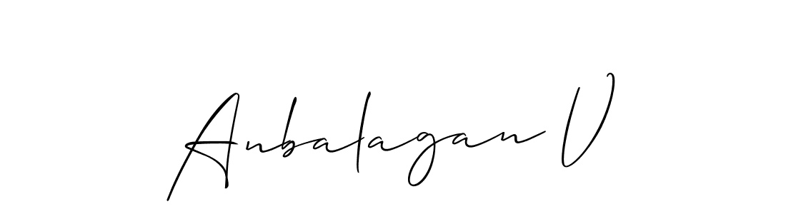 Also You can easily find your signature by using the search form. We will create Anbalagan V name handwritten signature images for you free of cost using Allison_Script sign style. Anbalagan V signature style 2 images and pictures png