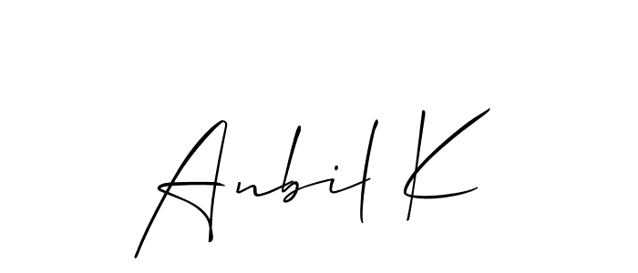 Anbil K stylish signature style. Best Handwritten Sign (Allison_Script) for my name. Handwritten Signature Collection Ideas for my name Anbil K. Anbil K signature style 2 images and pictures png