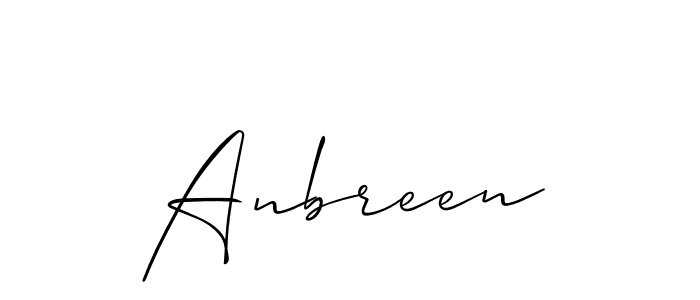 Create a beautiful signature design for name Anbreen. With this signature (Allison_Script) fonts, you can make a handwritten signature for free. Anbreen signature style 2 images and pictures png