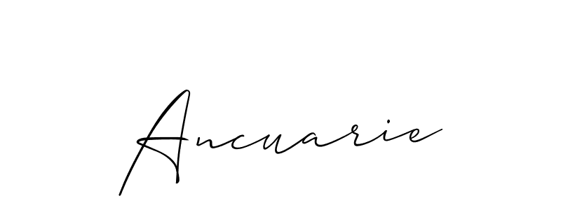 Make a short Ancuarie signature style. Manage your documents anywhere anytime using Allison_Script. Create and add eSignatures, submit forms, share and send files easily. Ancuarie signature style 2 images and pictures png