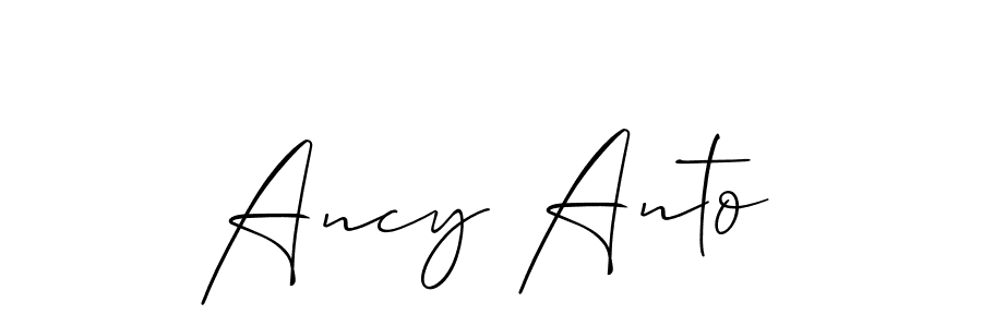 The best way (Allison_Script) to make a short signature is to pick only two or three words in your name. The name Ancy Anto include a total of six letters. For converting this name. Ancy Anto signature style 2 images and pictures png