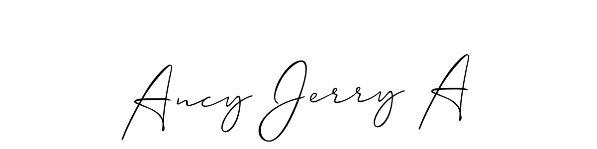 It looks lik you need a new signature style for name Ancy Jerry A. Design unique handwritten (Allison_Script) signature with our free signature maker in just a few clicks. Ancy Jerry A signature style 2 images and pictures png