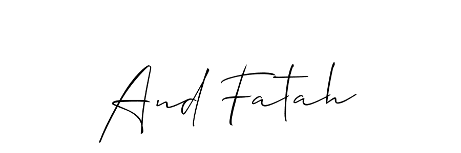 Check out images of Autograph of And Fatah name. Actor And Fatah Signature Style. Allison_Script is a professional sign style online. And Fatah signature style 2 images and pictures png