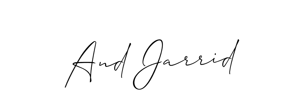 The best way (Allison_Script) to make a short signature is to pick only two or three words in your name. The name And Jarrid include a total of six letters. For converting this name. And Jarrid signature style 2 images and pictures png