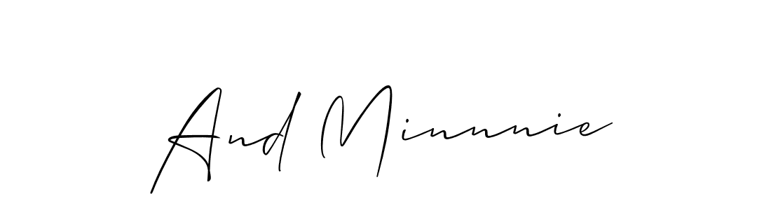 Allison_Script is a professional signature style that is perfect for those who want to add a touch of class to their signature. It is also a great choice for those who want to make their signature more unique. Get And Minnnie name to fancy signature for free. And Minnnie signature style 2 images and pictures png