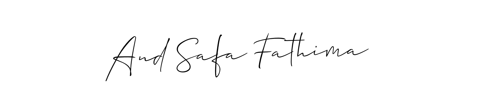 Allison_Script is a professional signature style that is perfect for those who want to add a touch of class to their signature. It is also a great choice for those who want to make their signature more unique. Get And Safa Fathima name to fancy signature for free. And Safa Fathima signature style 2 images and pictures png