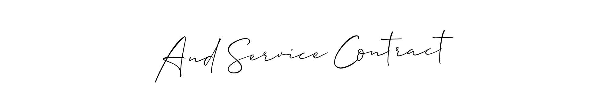 Design your own signature with our free online signature maker. With this signature software, you can create a handwritten (Allison_Script) signature for name And Service Contract. And Service Contract signature style 2 images and pictures png