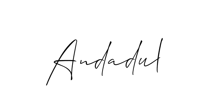 Allison_Script is a professional signature style that is perfect for those who want to add a touch of class to their signature. It is also a great choice for those who want to make their signature more unique. Get Andadul name to fancy signature for free. Andadul signature style 2 images and pictures png