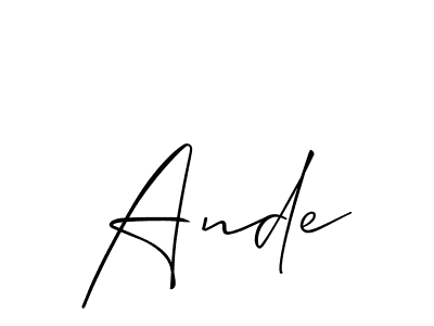 You should practise on your own different ways (Allison_Script) to write your name (Ande) in signature. don't let someone else do it for you. Ande signature style 2 images and pictures png