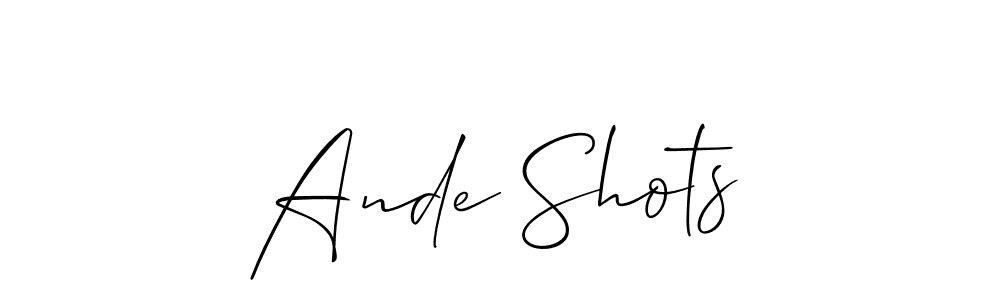 Use a signature maker to create a handwritten signature online. With this signature software, you can design (Allison_Script) your own signature for name Ande Shots. Ande Shots signature style 2 images and pictures png