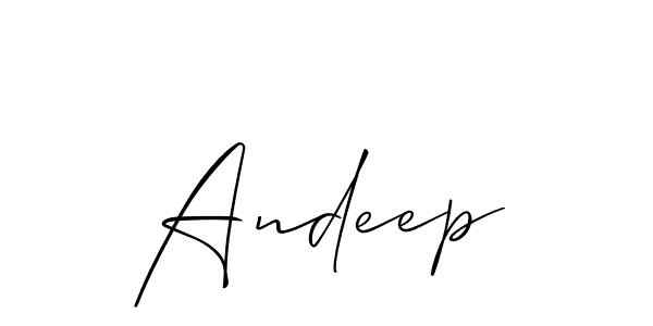 Use a signature maker to create a handwritten signature online. With this signature software, you can design (Allison_Script) your own signature for name Andeep. Andeep signature style 2 images and pictures png