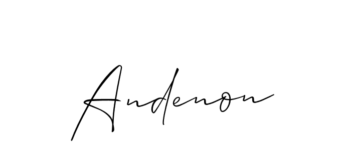 Use a signature maker to create a handwritten signature online. With this signature software, you can design (Allison_Script) your own signature for name Andenon. Andenon signature style 2 images and pictures png