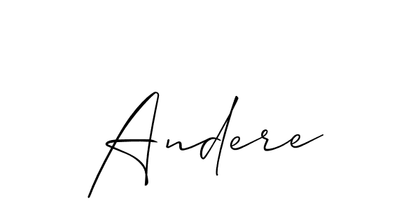 Use a signature maker to create a handwritten signature online. With this signature software, you can design (Allison_Script) your own signature for name Andere. Andere signature style 2 images and pictures png