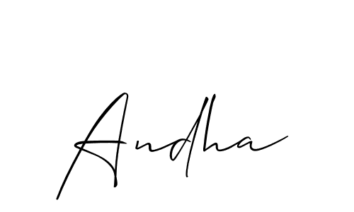 Similarly Allison_Script is the best handwritten signature design. Signature creator online .You can use it as an online autograph creator for name Andha. Andha signature style 2 images and pictures png