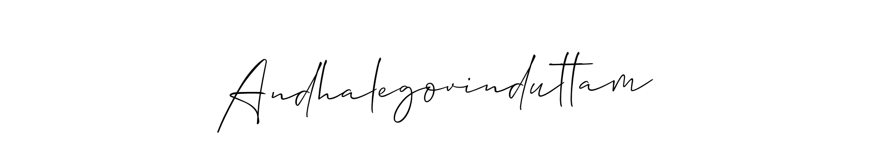 Make a short Andhalegovinduttam signature style. Manage your documents anywhere anytime using Allison_Script. Create and add eSignatures, submit forms, share and send files easily. Andhalegovinduttam signature style 2 images and pictures png