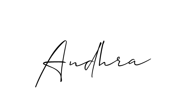 Design your own signature with our free online signature maker. With this signature software, you can create a handwritten (Allison_Script) signature for name Andhra. Andhra signature style 2 images and pictures png