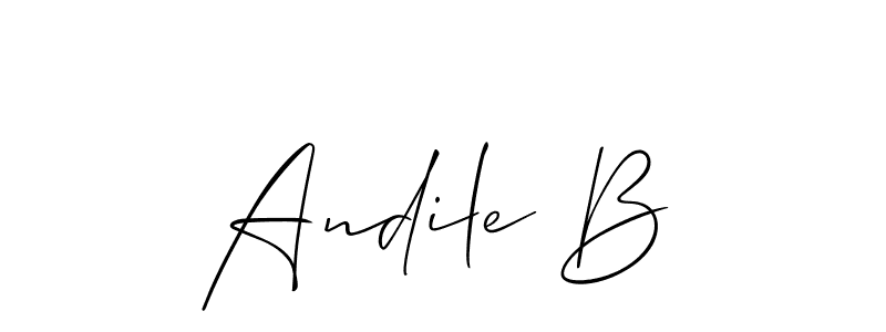 Design your own signature with our free online signature maker. With this signature software, you can create a handwritten (Allison_Script) signature for name Andile B. Andile B signature style 2 images and pictures png