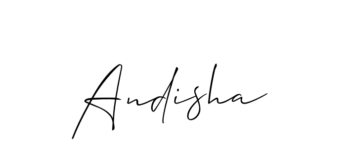Use a signature maker to create a handwritten signature online. With this signature software, you can design (Allison_Script) your own signature for name Andisha. Andisha signature style 2 images and pictures png