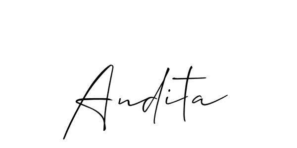 Design your own signature with our free online signature maker. With this signature software, you can create a handwritten (Allison_Script) signature for name Andita. Andita signature style 2 images and pictures png