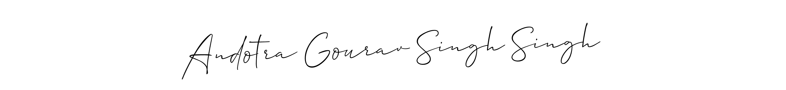 The best way (Allison_Script) to make a short signature is to pick only two or three words in your name. The name Andotra Gourav Singh Singh include a total of six letters. For converting this name. Andotra Gourav Singh Singh signature style 2 images and pictures png